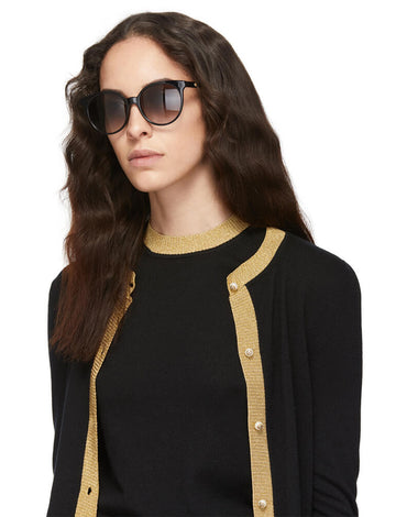Gucci Black Grey Round Sunglasses