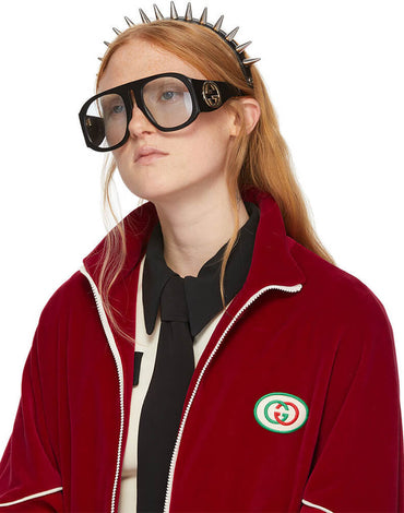 Gucci Black Oversized Runway Aviator Sunglasses