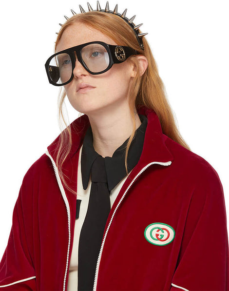 Gucci Black Oversized Runway Aviator Sunglasses