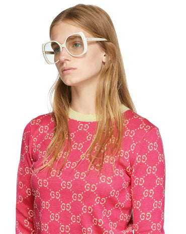 Gucci Off White Oversized Circular Sunglasses